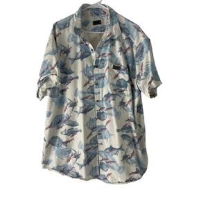 Side Out Vintage 90s Men's Size XL Beach Fish Button Up Shirt